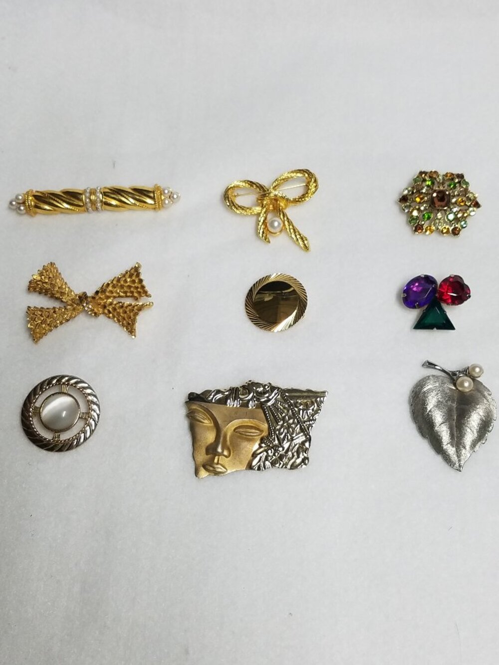 Vtg Estate Costume Brooch Pin Lot 9pc Liz Claiborne Monet BSK AAi JJ Deco As Is